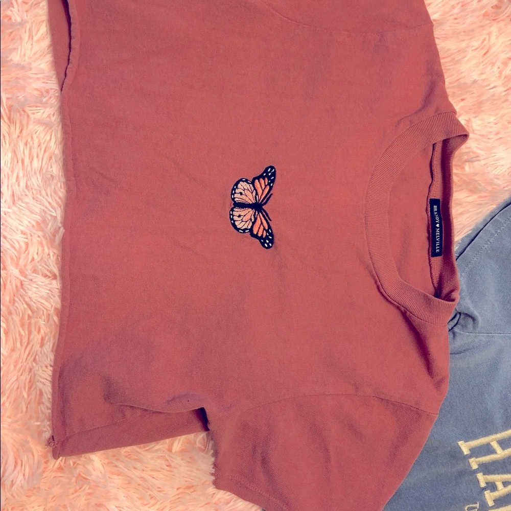 brandy melville hawaii and butterfly crop tees EUC buy 1 or both